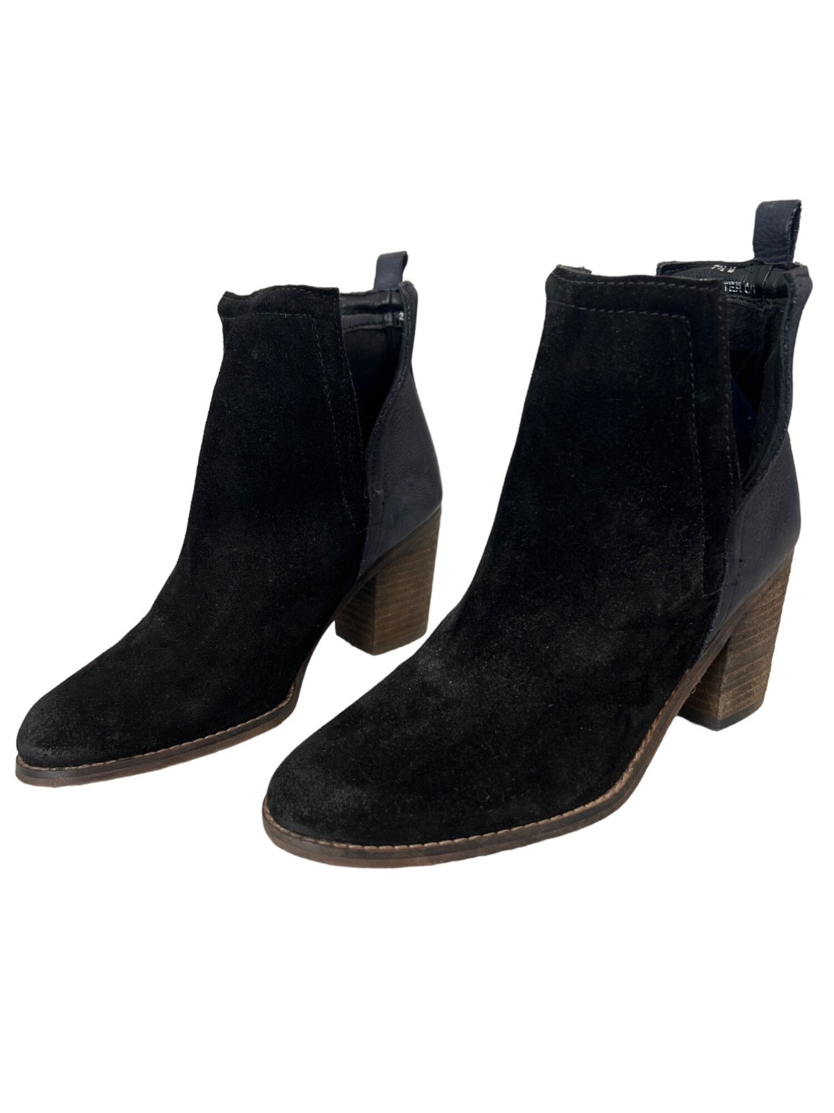 Diba Boots Size 7.5 True Later On Suede Ankle Black Almond Toe Bohemian Hippie