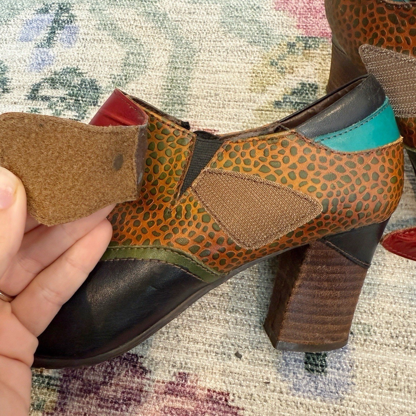 L’artise Spring Step Womens Colorblock Ankle Booties Size 41 Animal Print Artsy