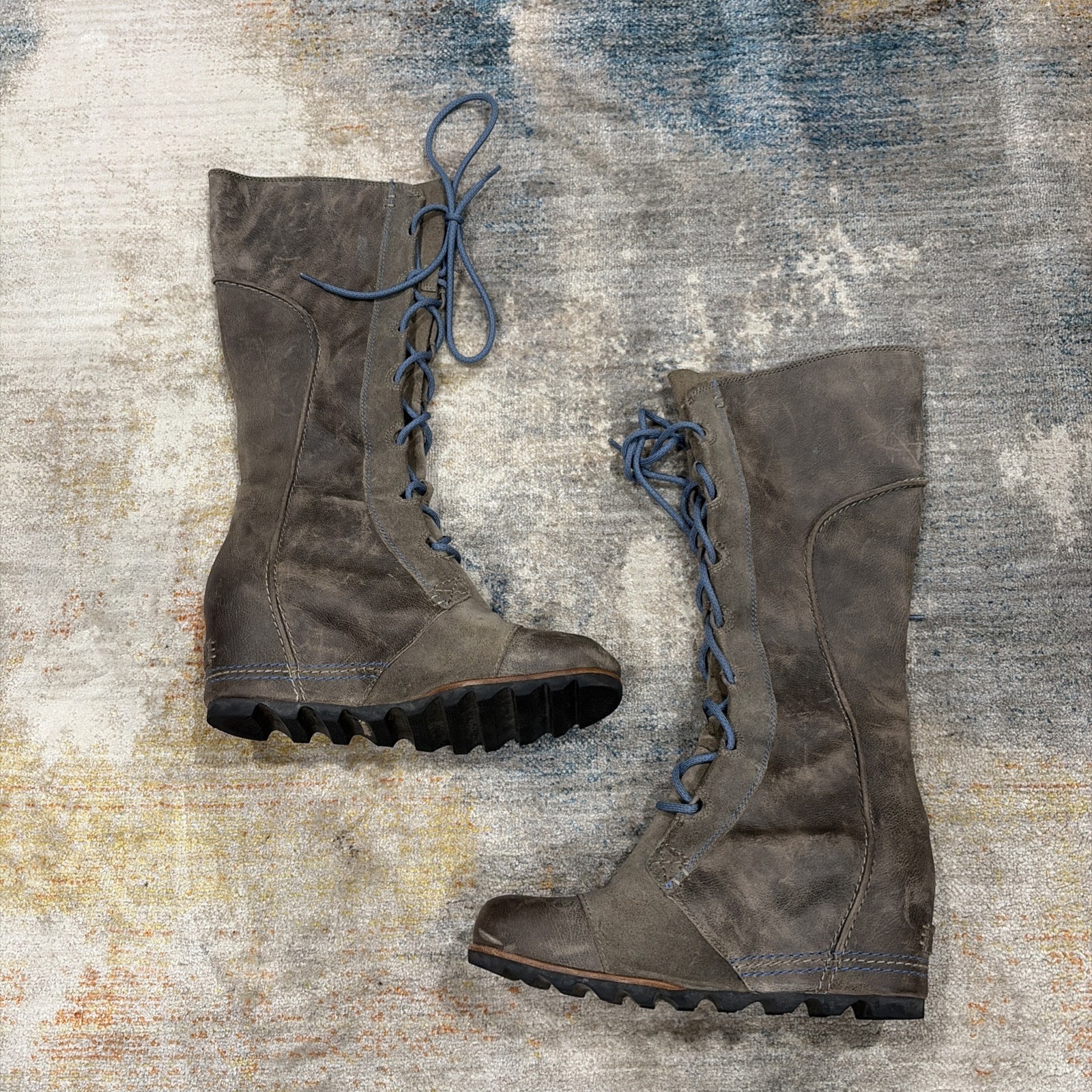 Sorel Boots Womens 10 Brown Gray Cate The Great Leather Hidden Wedge Waterproof