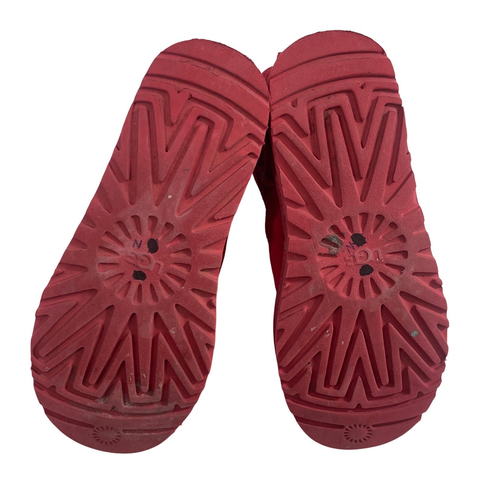 UGG Women’s Classic Mini Side Logo Boots Red Suede Sheepskin Lined Size 6