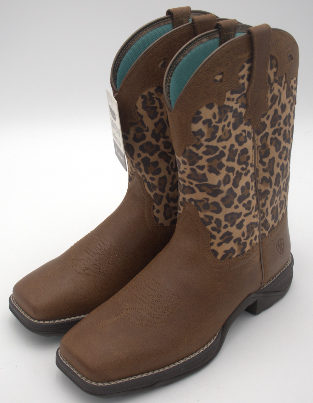 Ariat Anthem Savanna Boots Womens 10B Tortuga / Leopard Square Toe NWT Defect
