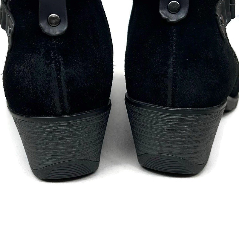 Earth Origins Odel Black Suede Leather Ankle Boots Womens 8 Comfort Zip Booties