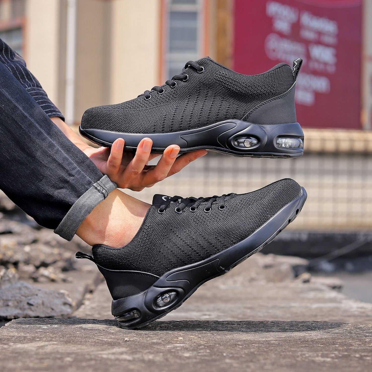 Mens Hiking Boots Safety Shoes Steel Toe Sneakers Anti Shock Work Boots US Size