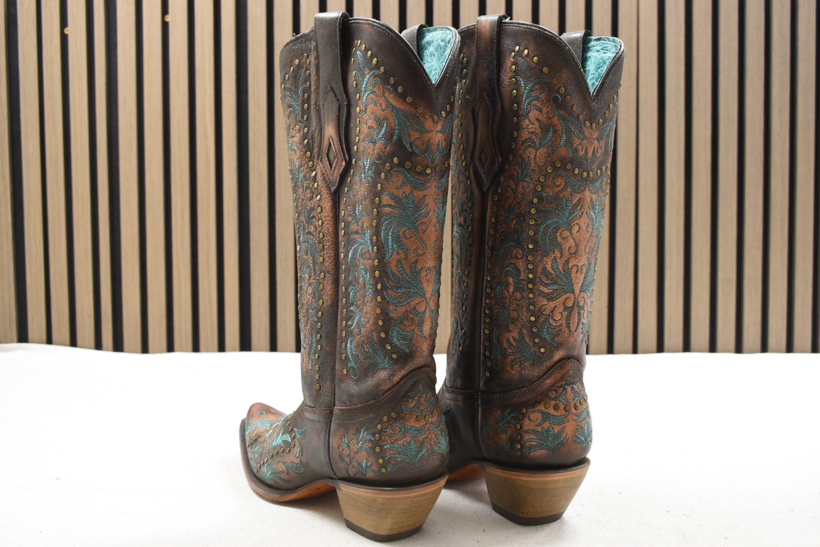 Corral Ladies Copper Brown Embroidery Studs Leather Boots C3973 US 9.5 M Western
