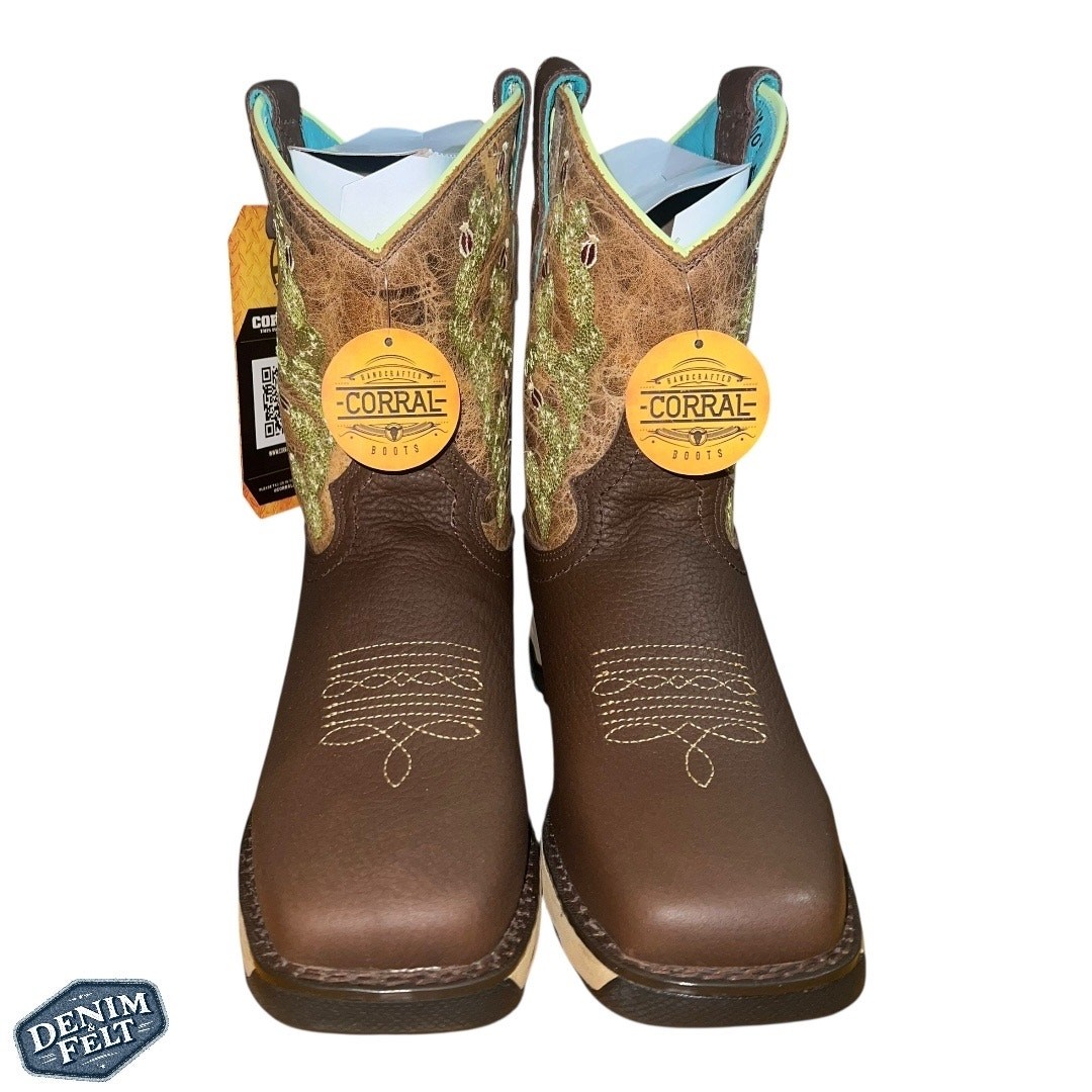 CORRAL WOMENS CACTUS EMBROIDERY WESTERN Square Toe Western/Cowboy BOOTS | NEW!