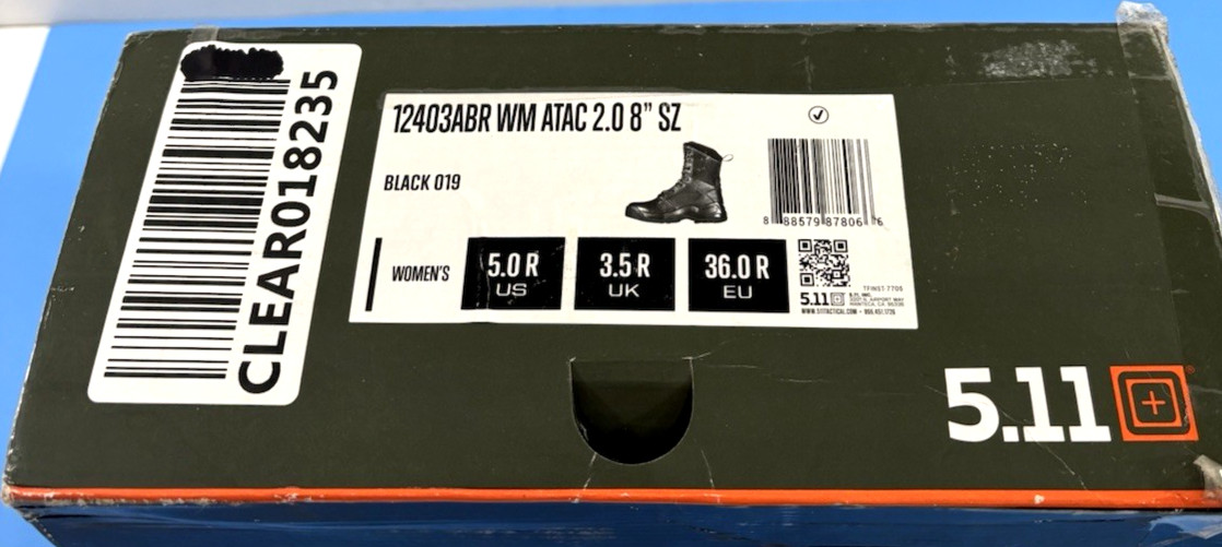 EUC 5 REGULAR 5.11 TACTICAL WOMEN’S 12403 ATAC 2.0 8″ SIDE ZIP DUTY BOOTS BLACK
