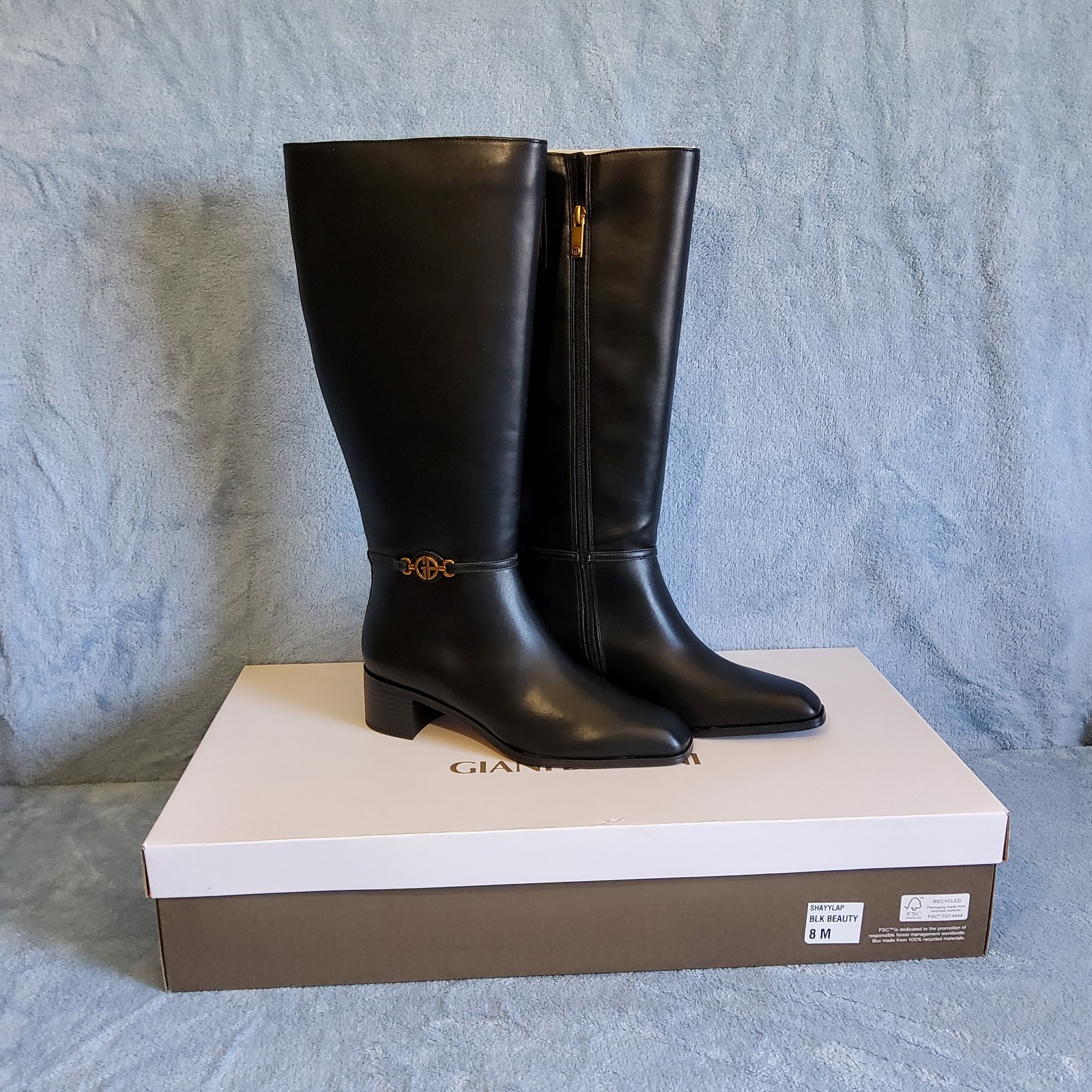 NEW Giani Bernini Women’s Black Beauty Shayylap Knee High Dress Boots Size 8