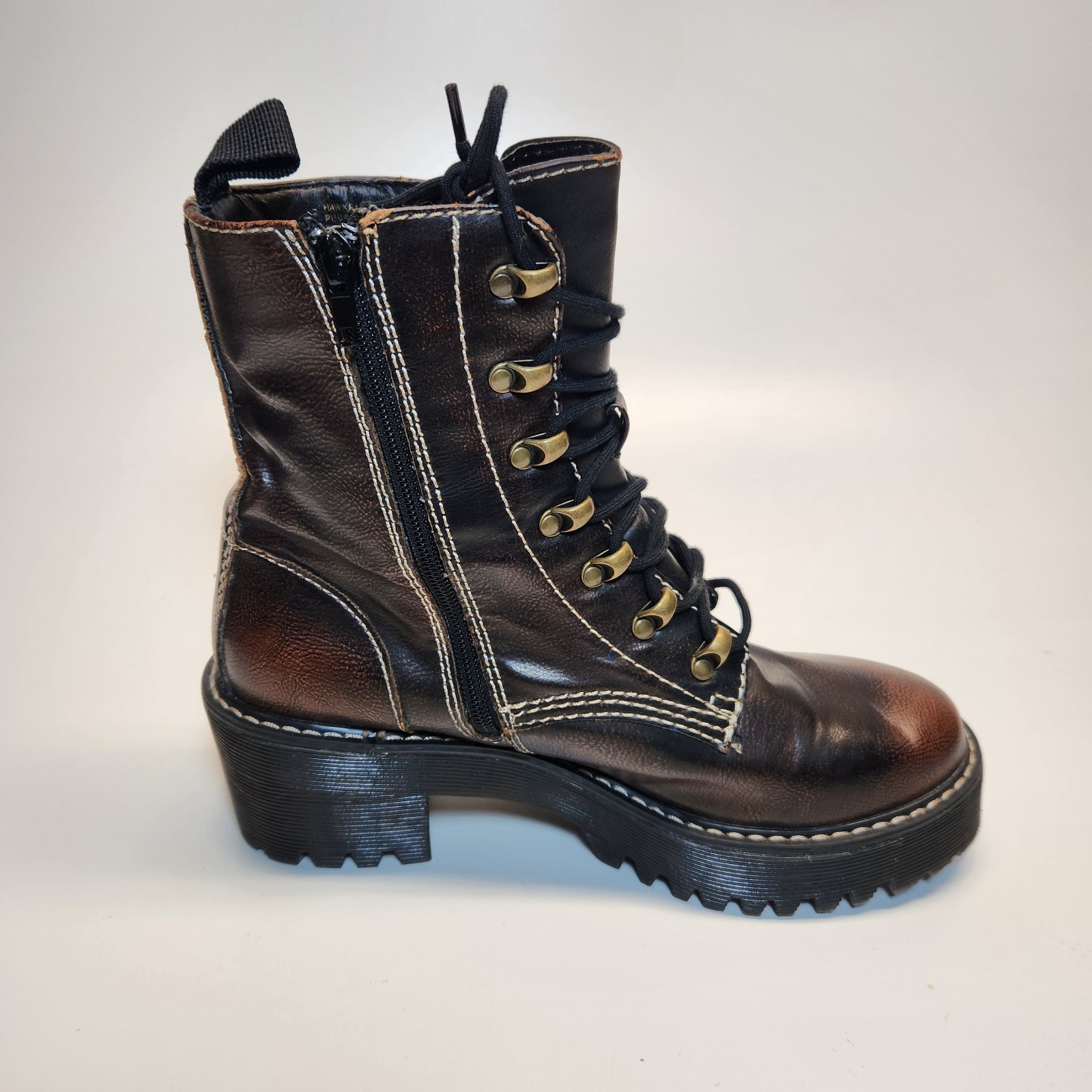 Steve Madden Dark Brown 2 » Heel Zip/Lace Women’s Size 8M Combat Boot
