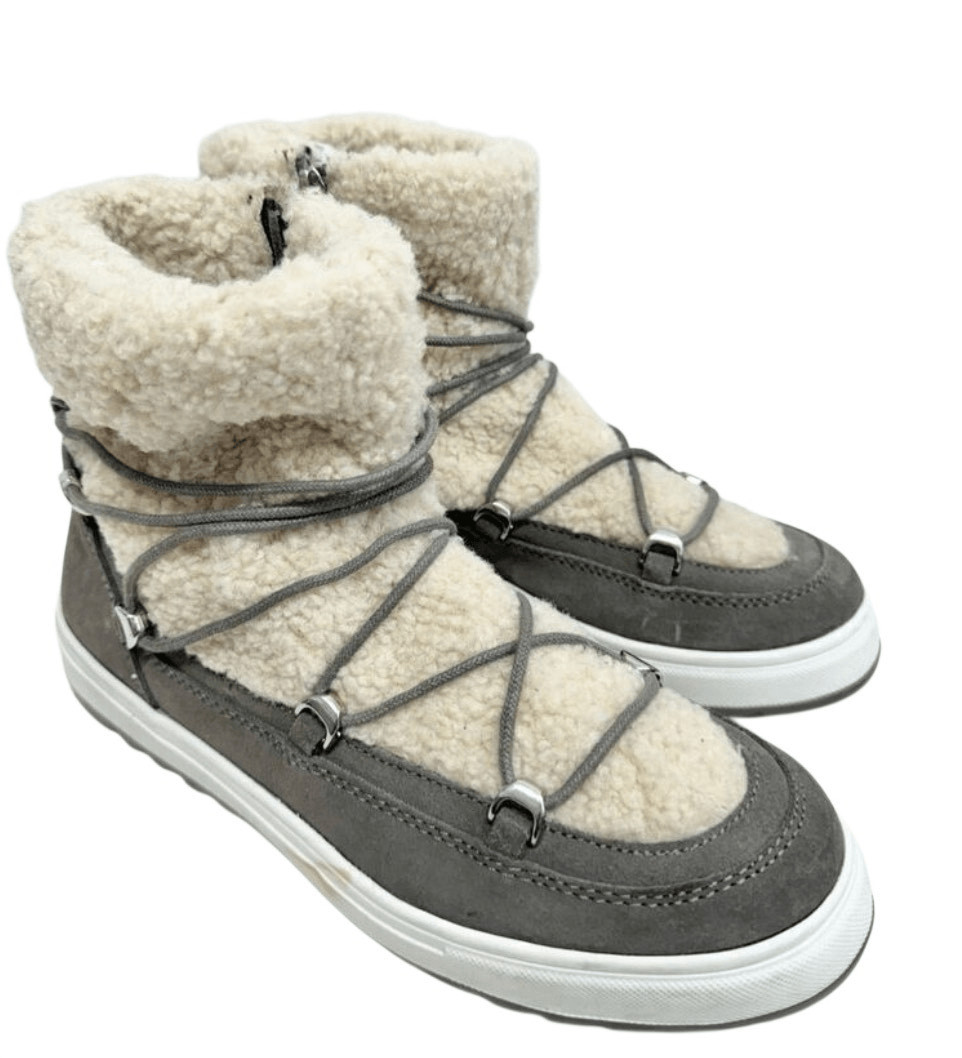 Blondo Boots Size 9.5 Waterproof Gray Cream Suede Shearling Upper Lace Up