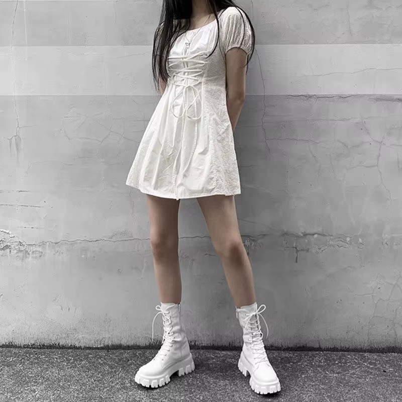 New Mid Calf Boots Women Autumn Winter Fashion Lace-Up Ladies Chelsea Zipper Bot