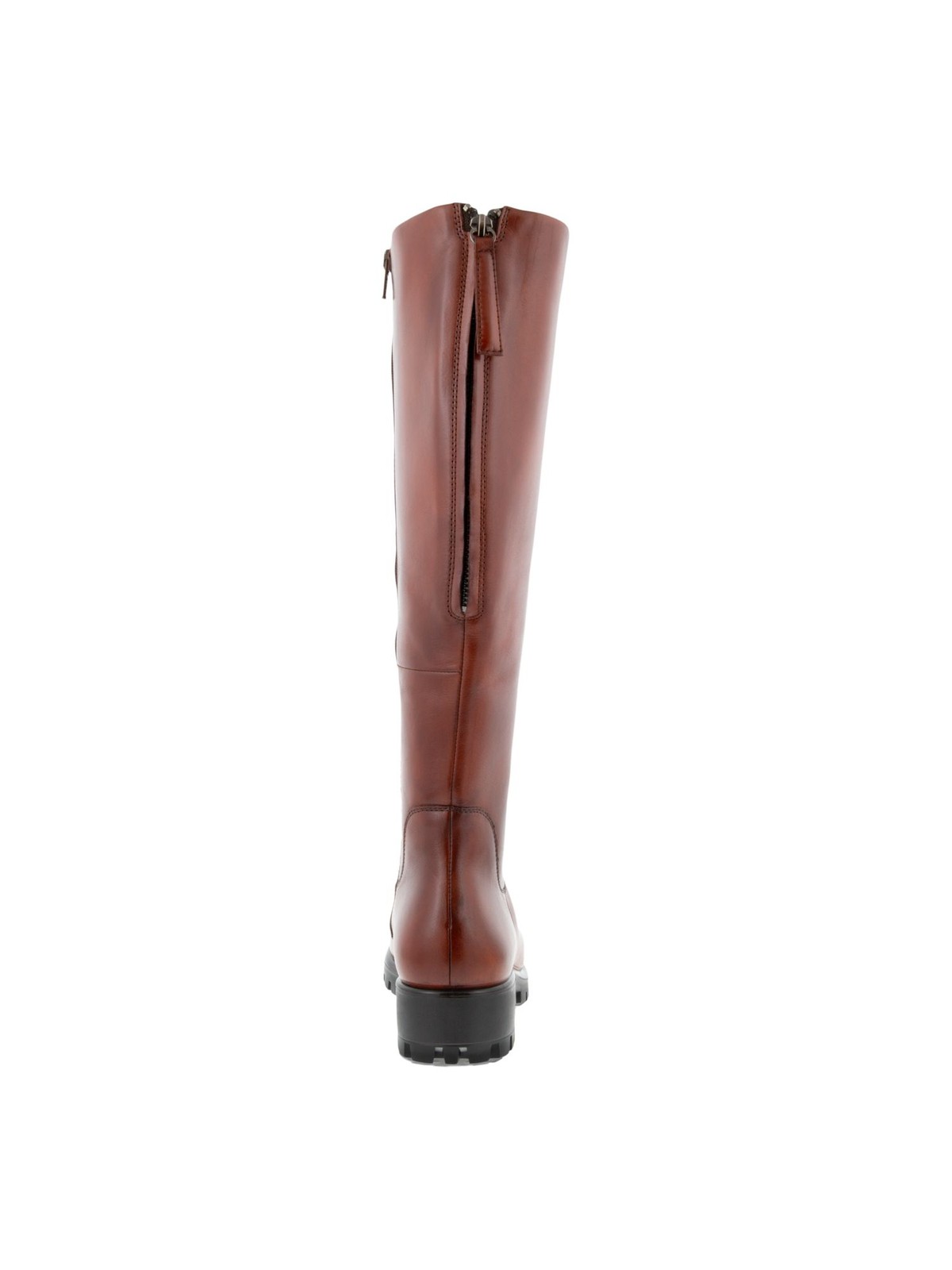 ECCO Womens Cognac Brown Back Zip For Calf Width Leather Boots Shoes 5-5.5