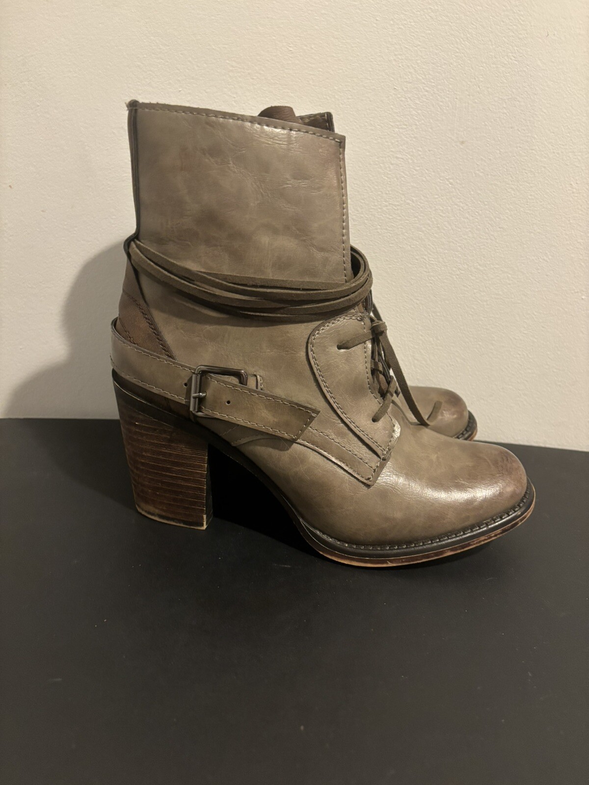 Pierre Dumas 8.5 Women’s Boots Side Zip Brown Stacked Heel Rawhide Lace Up