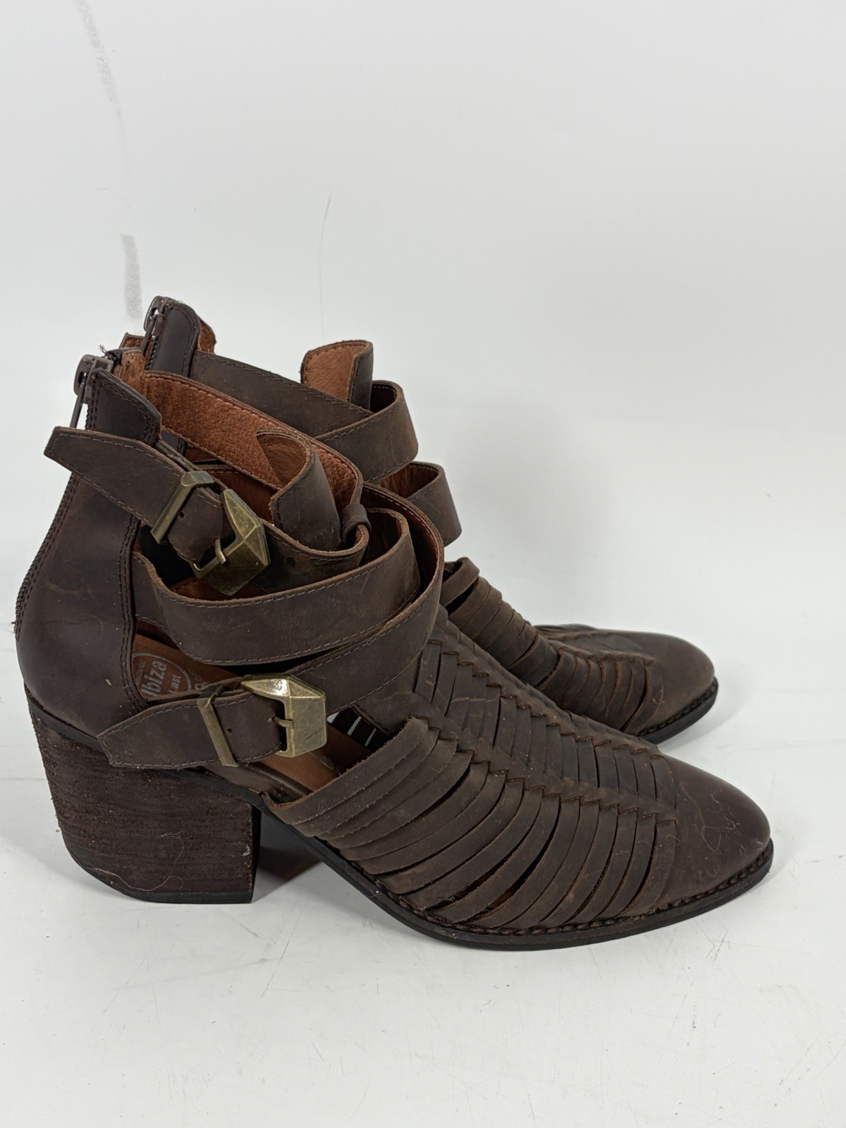 Jeffrey Campbell Stillwell Leather Moto Bootie Buckle Western Festival Boho 7.5