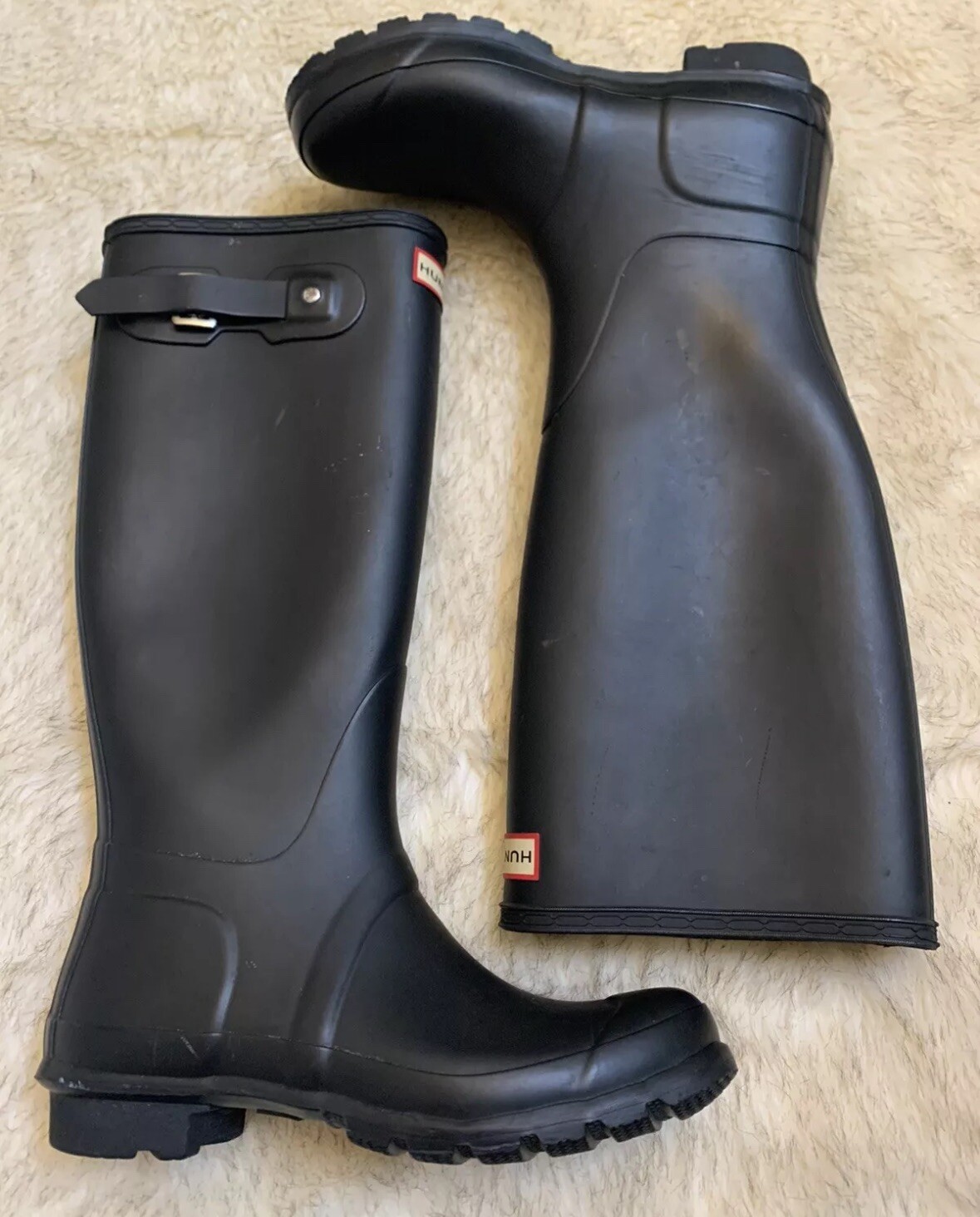 Women’s Hunter Matte Black Tall Rubber Rain Boots (7 US)