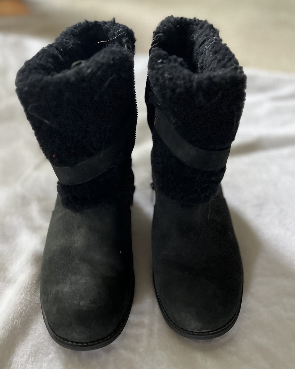 UGG Blayre II Womens Sz 8.5 39 Leather Shearling Cuffed Zip Ankle Boots 1008220