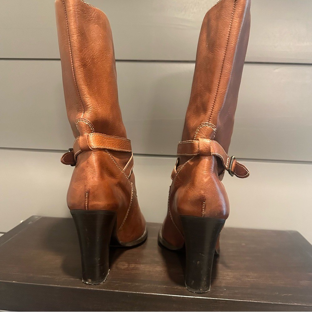 J. Crew Tan Leather Heeled Boots Size 9
