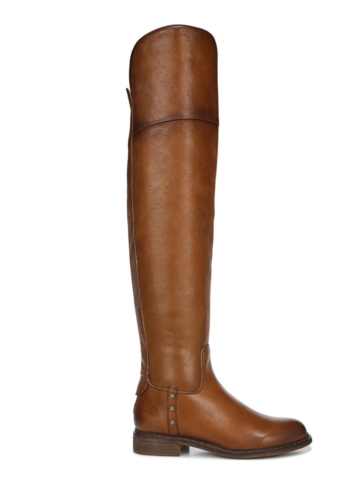FRANCO SARTO Womens Brown Studded Almond Toe Stacked Heel Leather Boots 6