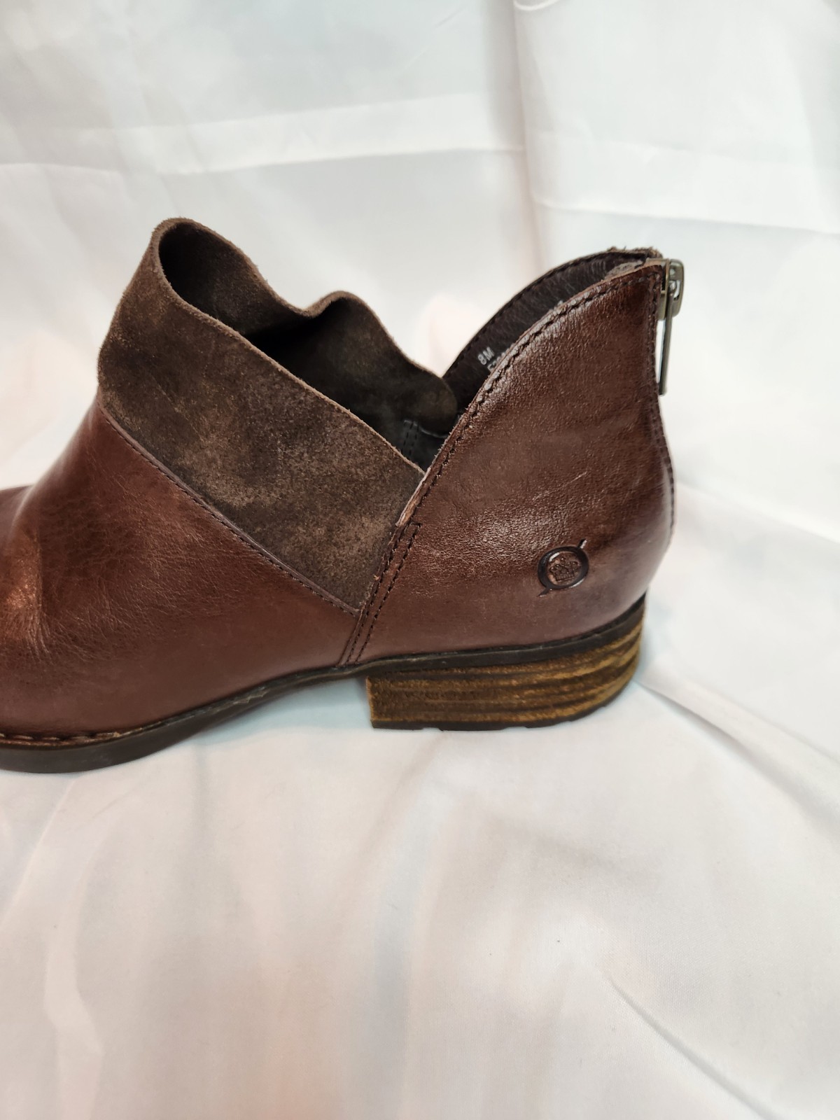 Børn Brown Leather Ankle Bootie Zip Women’s Boots Karava Size 8M boho
