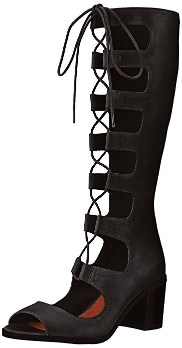 Mia Elija Women’s Gladiator Sandal Tall Lace- Up Heels Sandal Boots Black 6.5M