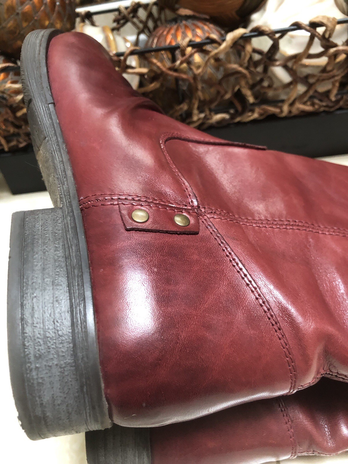 Biza Handcrafted Boots Red Burgundy Leather EU 41 US 10/10.5 Portugal EUC‼️