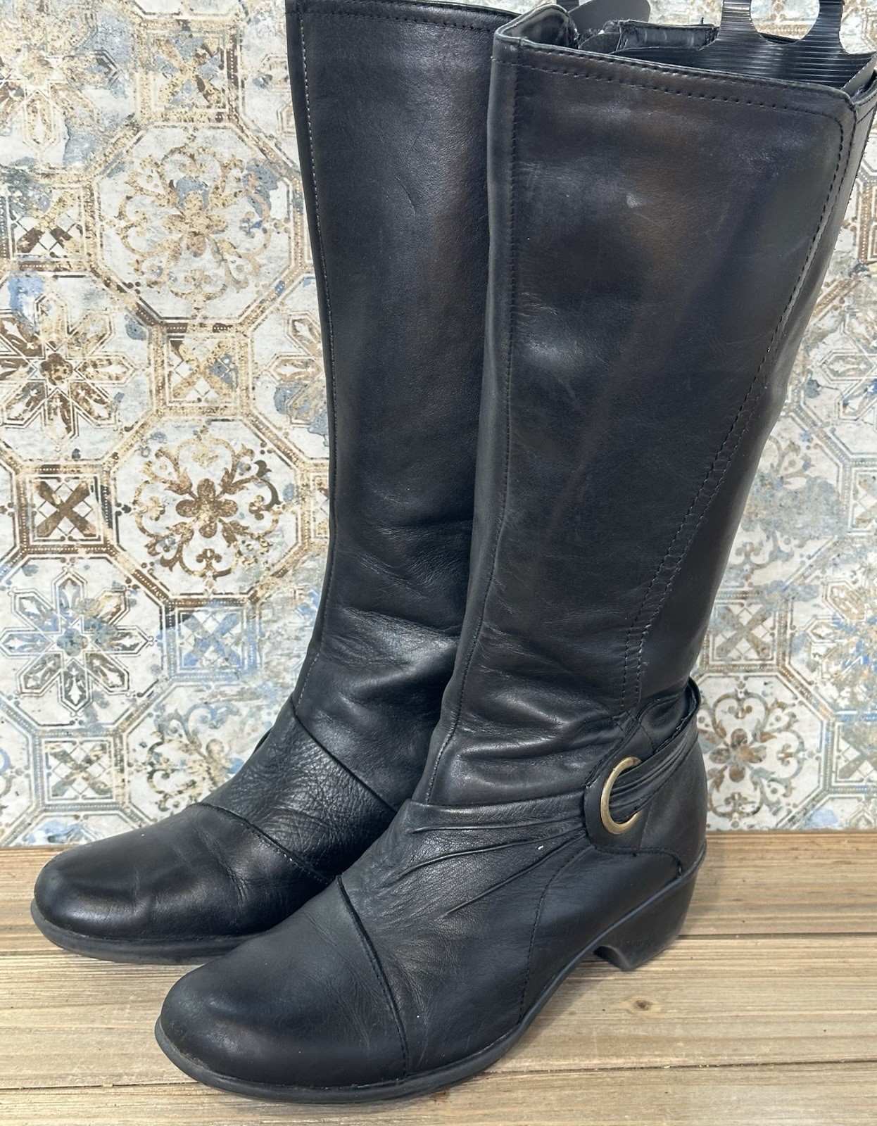 Clarks Bendables Tall Comfort Boots Women’s 7 M Black Leather Business Office