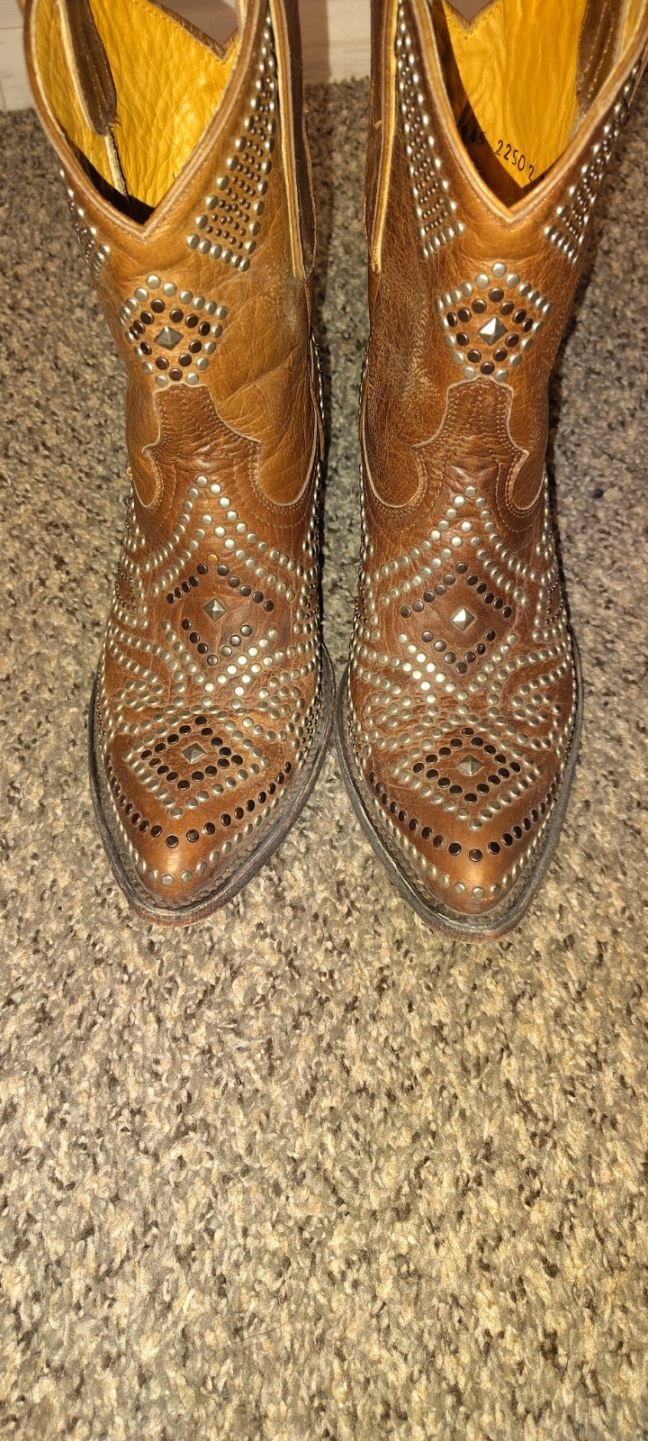 Old Gringo Women’s Size 6B Brown Leather Studded Cowboy Boots Western Vintage