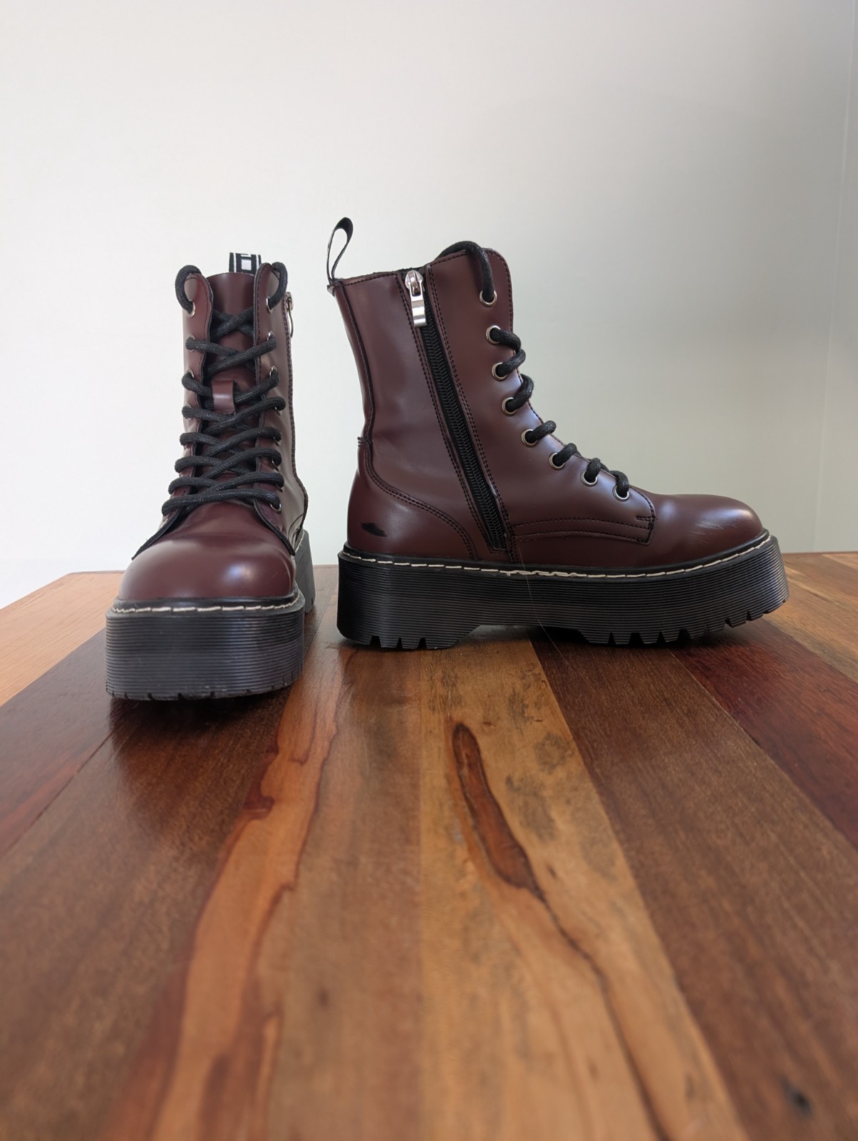 Coolway Womens Combat Boots (Burgundy; Size 7)
