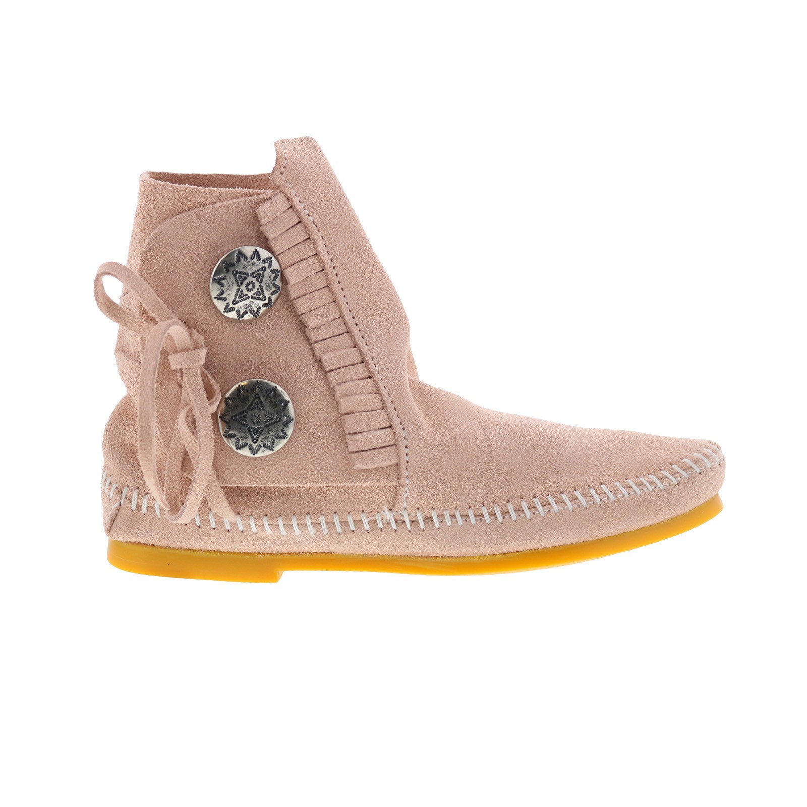 Minnetonka Two Button Boot 446P Womens Pink Suede Ankle & Booties Boots
