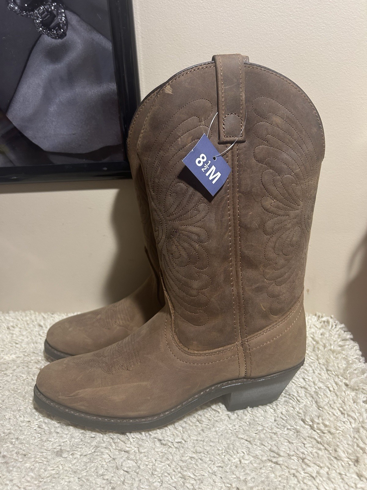 Sz 8.5 Women’s Materson Boot Co Brown Leather Cowgirl Boots Style RB7440 NWT