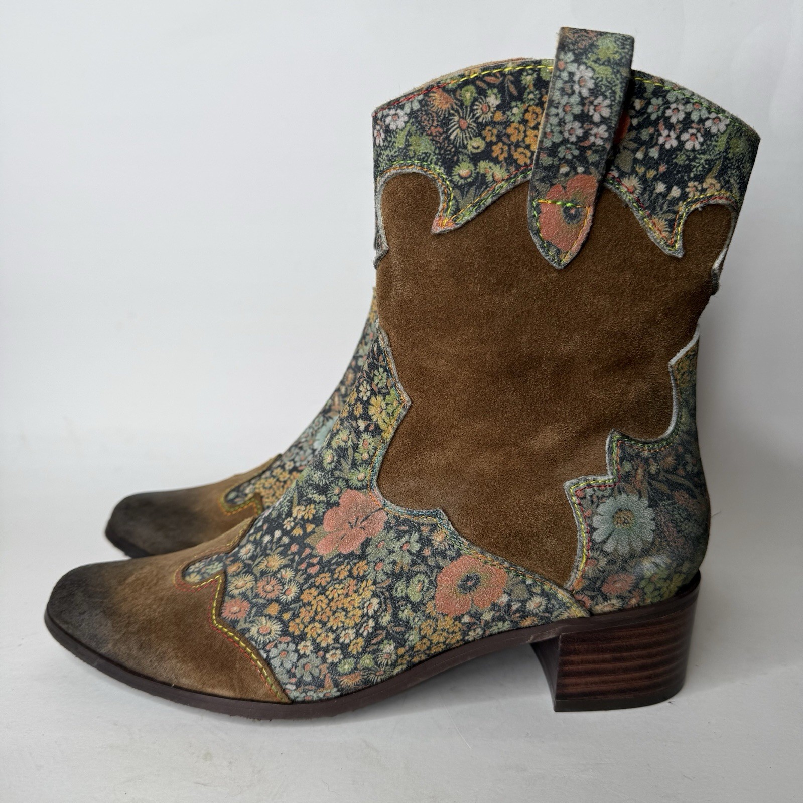 L’Artiste Spring Step Lady Luck Boots Leather Western Floral Womens 39 US 8.5