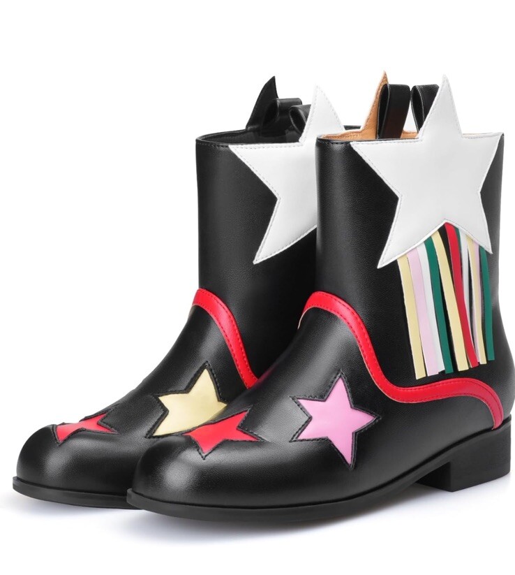 Kids Tassel Cowgirl Boots Unisex Western Cowboy Stars Booties Pull on Size 1