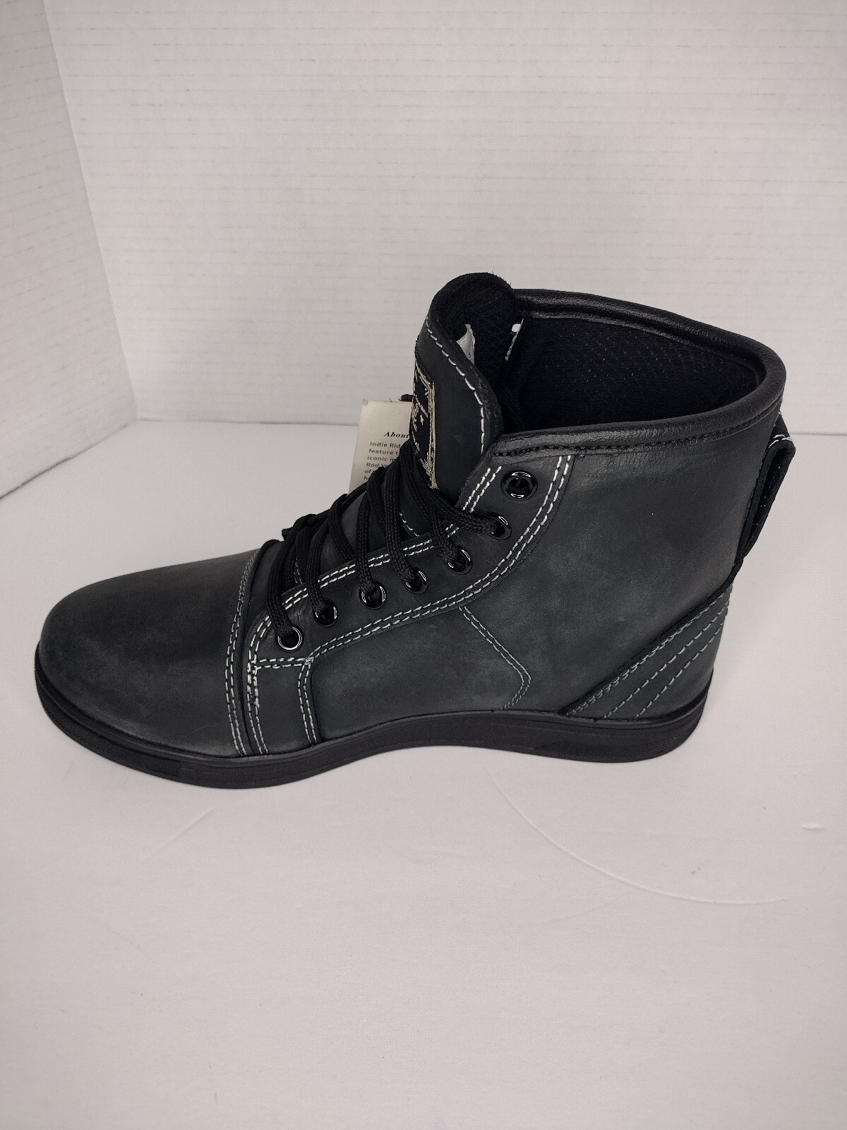 Indie Ridge Womens Blk Leather Motorcycle Boots The Knight 5.0 Ventilated Size 7