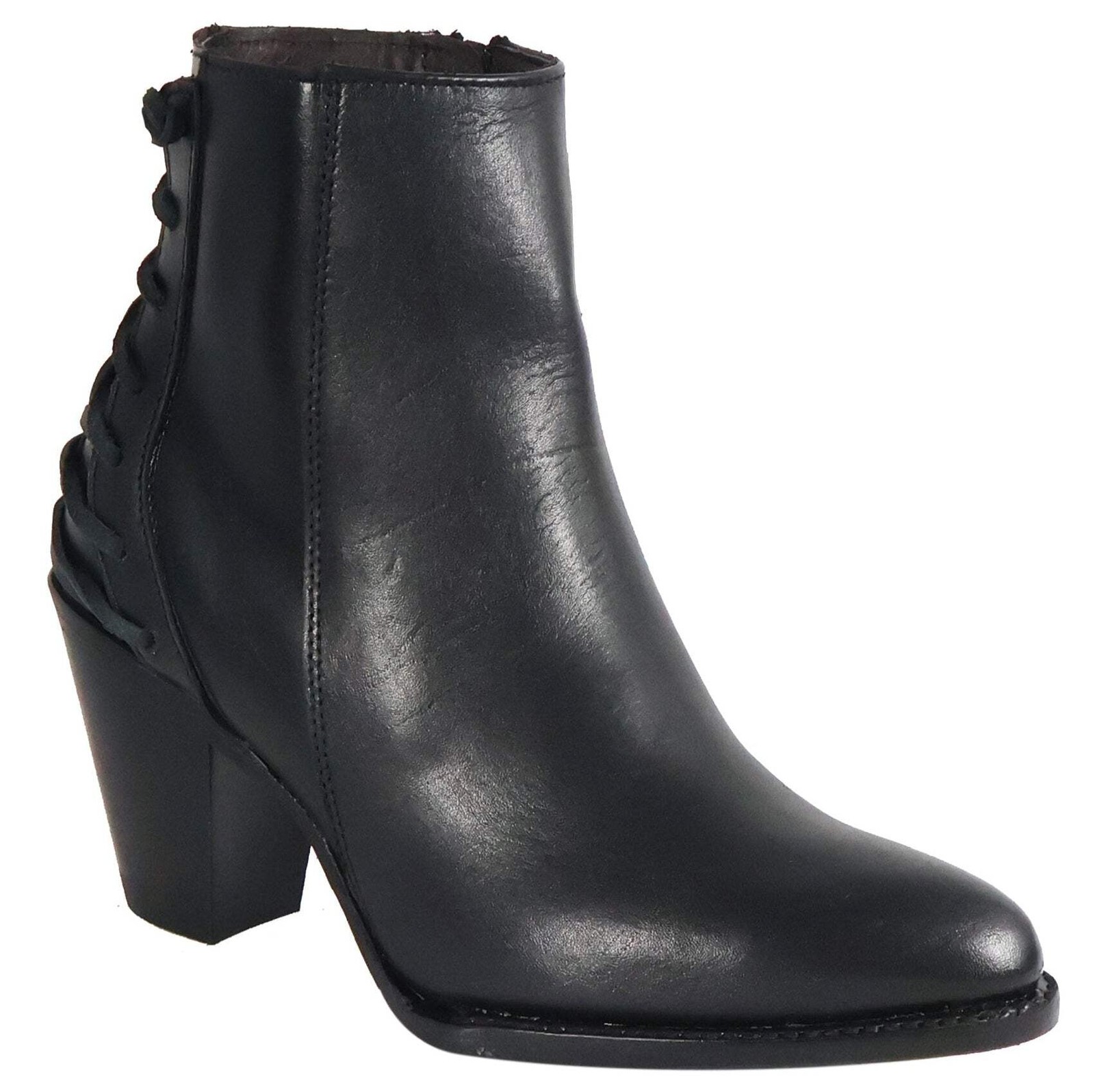 Women Genuine Leather Walker Snip Toe Fashion Chic Black Short Boots Handcrafted