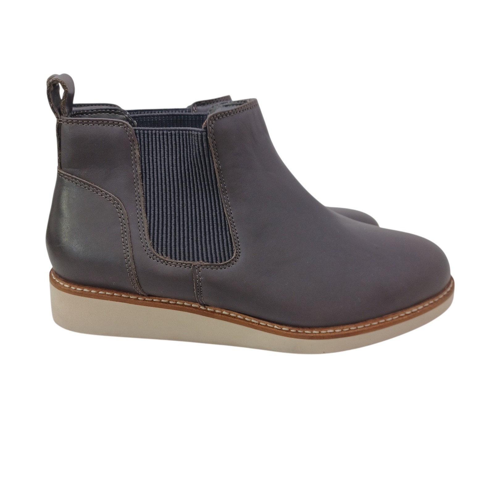 SoftWalk Wildwood Womens Gray Leather Chelsea Boot Size 9.5 M Comfortable Wedge