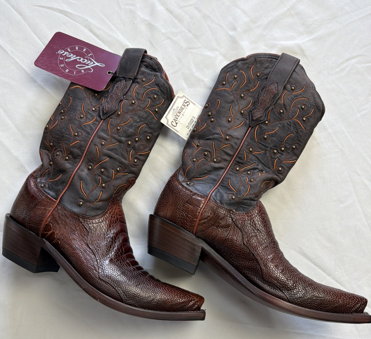 Lucchese Women’s Burnished Ostrich Leg Western Boots NEW OLD STOCK NWT Size 7B
