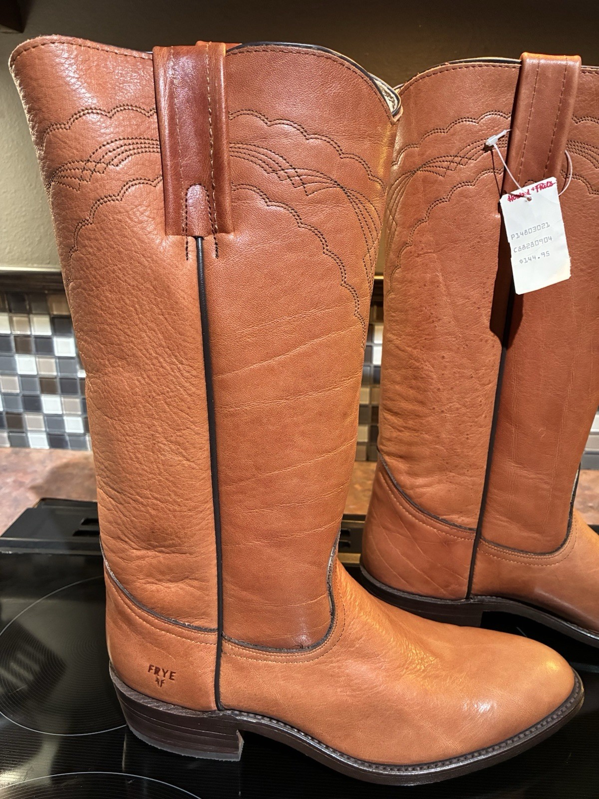 Frye 3021 Western Leather Cowboy Boots – Womens 9D – USA – New – 15″ – 1.5″ Heel