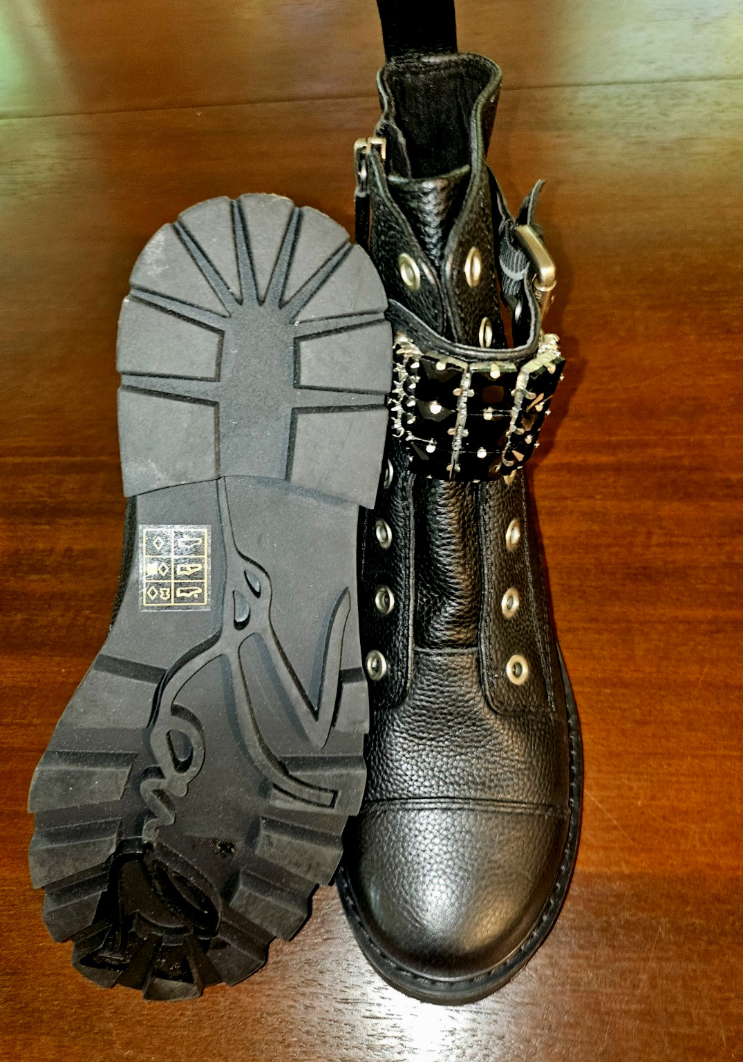 Karl Lagerfeld Paris Women’s Maeva Embellished Buckled Zip Boot Booties Size 6