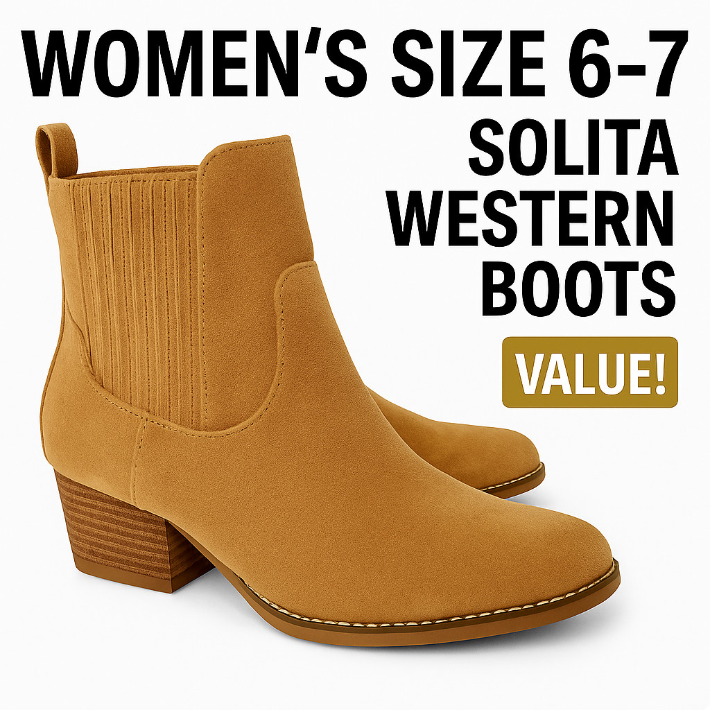 Universal Thread Solita Tan Western Ankle Boots Women’s Size 6 6.5 7 New