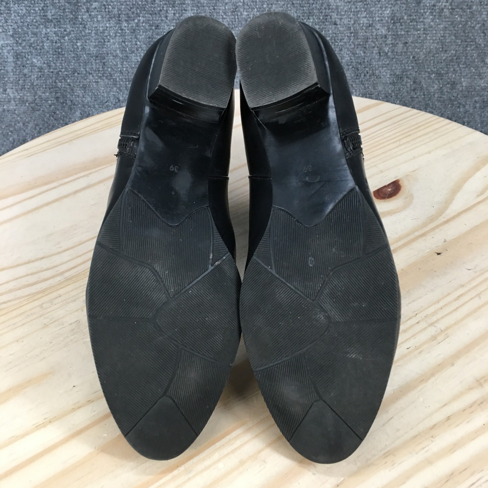 Spring Step Boots Womens 39 Black Stockholm Ankle Booties Leather Zip Heels
