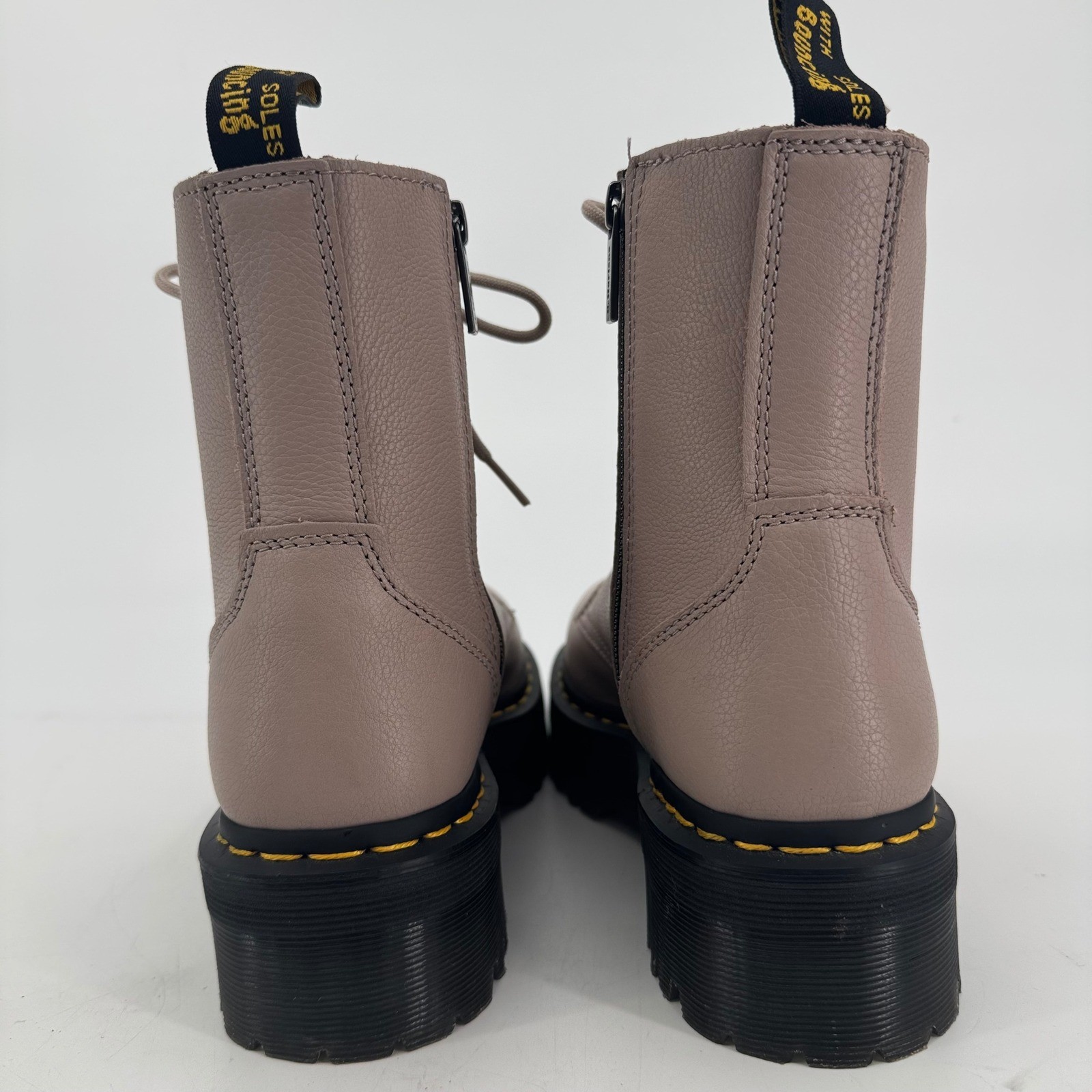 Dr. Martens Jadon III Taupe Pisa Leather Platform Boots Womens SIZE 9 Lace Up