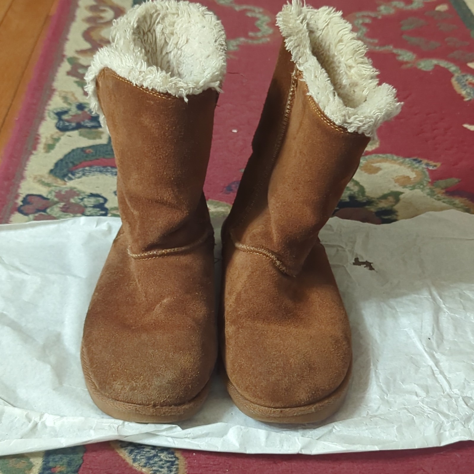 Kohl’s So Crayon chestnut women’s Leather Faux Fur Lined Pull-On Mid-Calf -7
