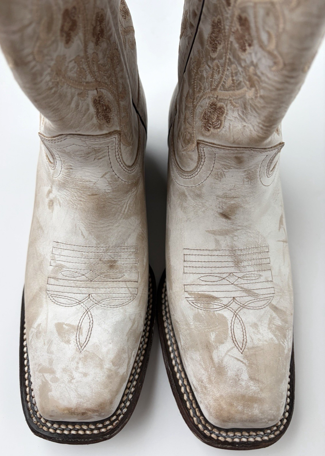 J.B. Dillon Women’s Reserve Chalk White Floral Embroidered Cowgirl Boots Sz 7.5