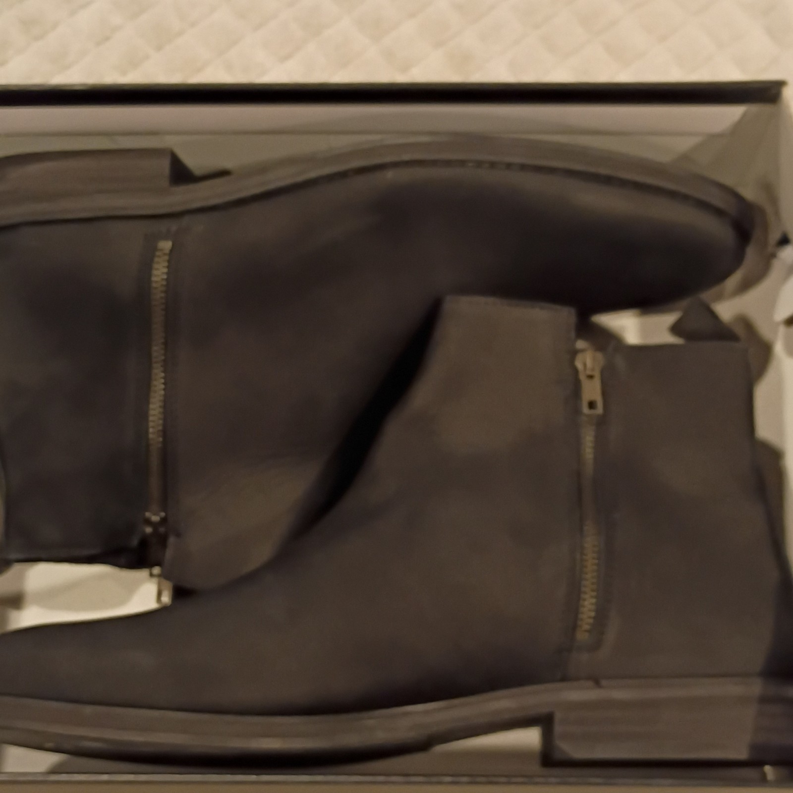 Supply Labs Women’s Black Ankle Bootie Side Zip Zipper Accent Cotton Blend 12