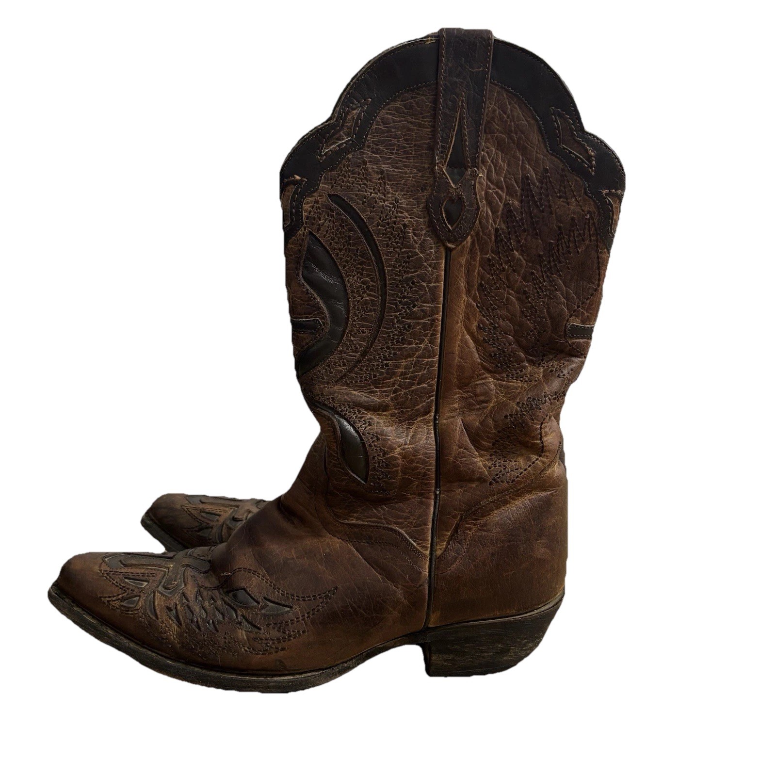 JB Dillon Cowgirl Boots Women’s 10 B Brown Leather Snip Toe Cross Western Riding