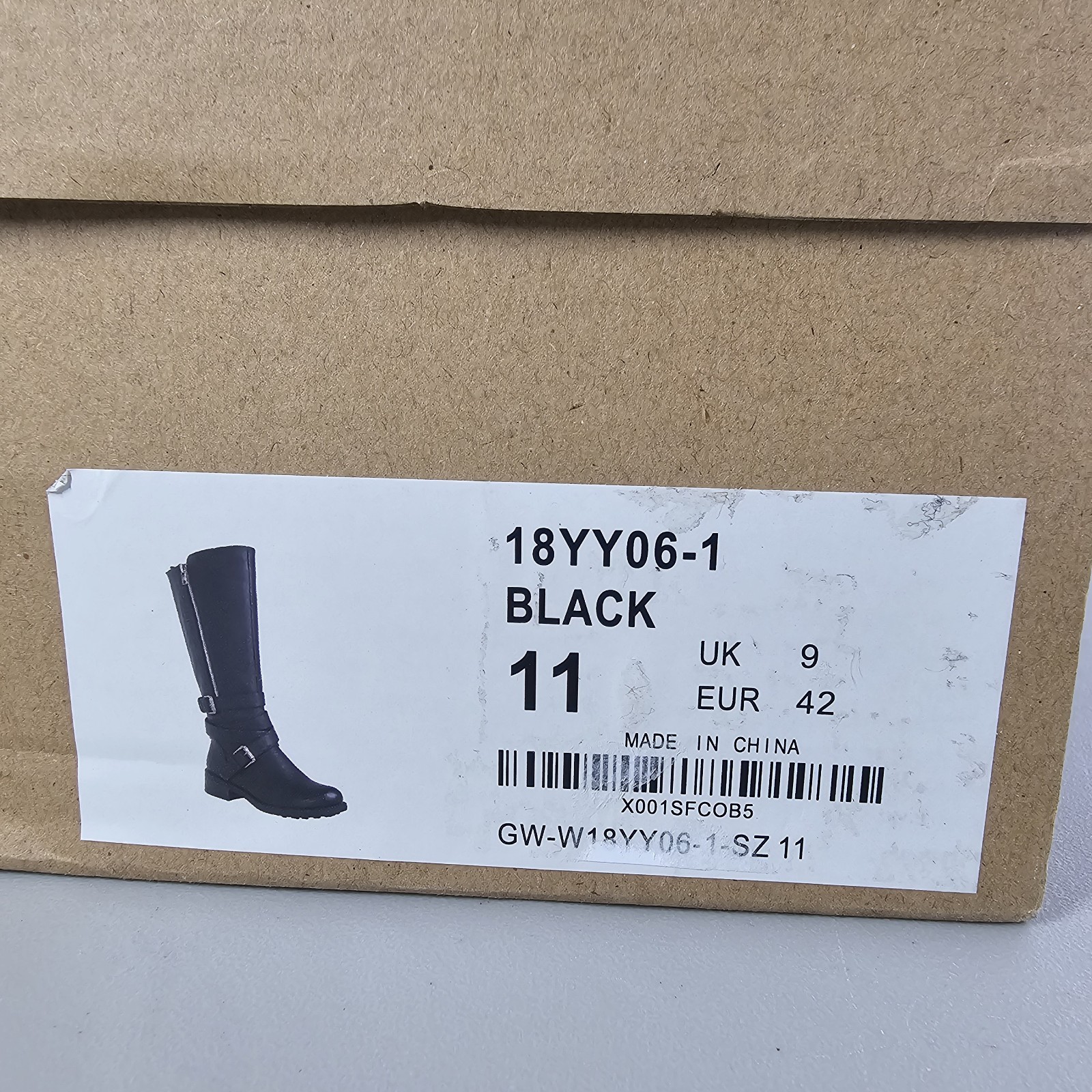 Global Win Tall Leather Boots Womens 11 Black Triple Strap Motorcycle Riding