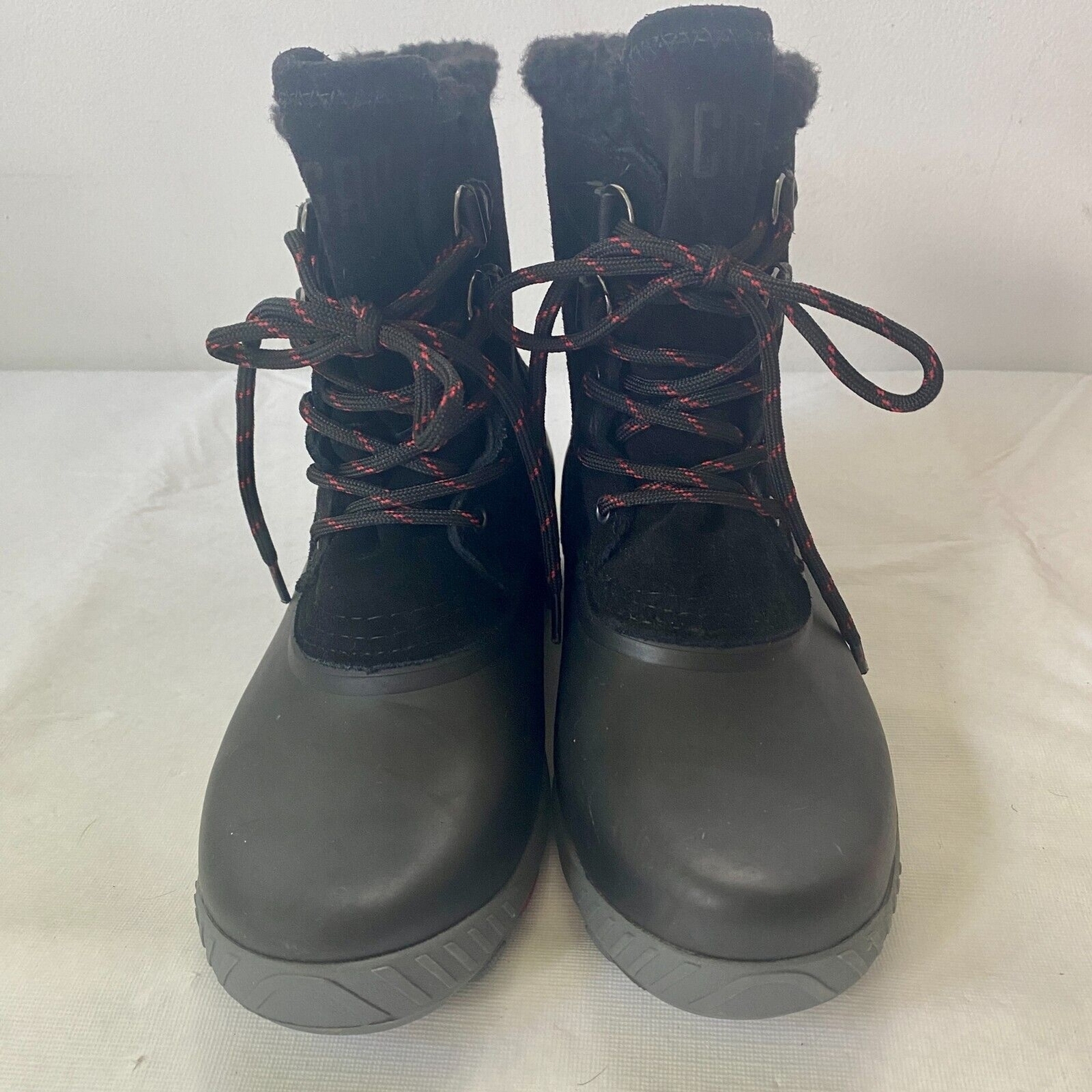 Cougar Originals Maple Sugar Leather Rubber Boots in Black Womens 6 NEW