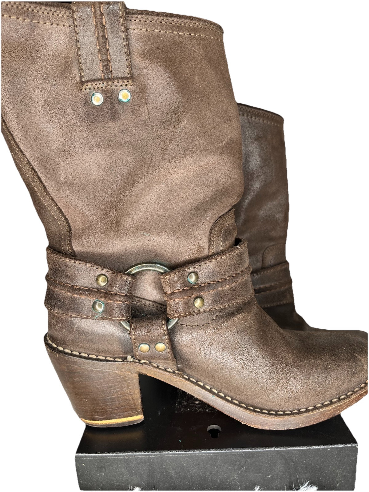 Frye Boots Womens Carmen Brown Antiqued Leather Harness Moto Shoe Size 6 Rodeo