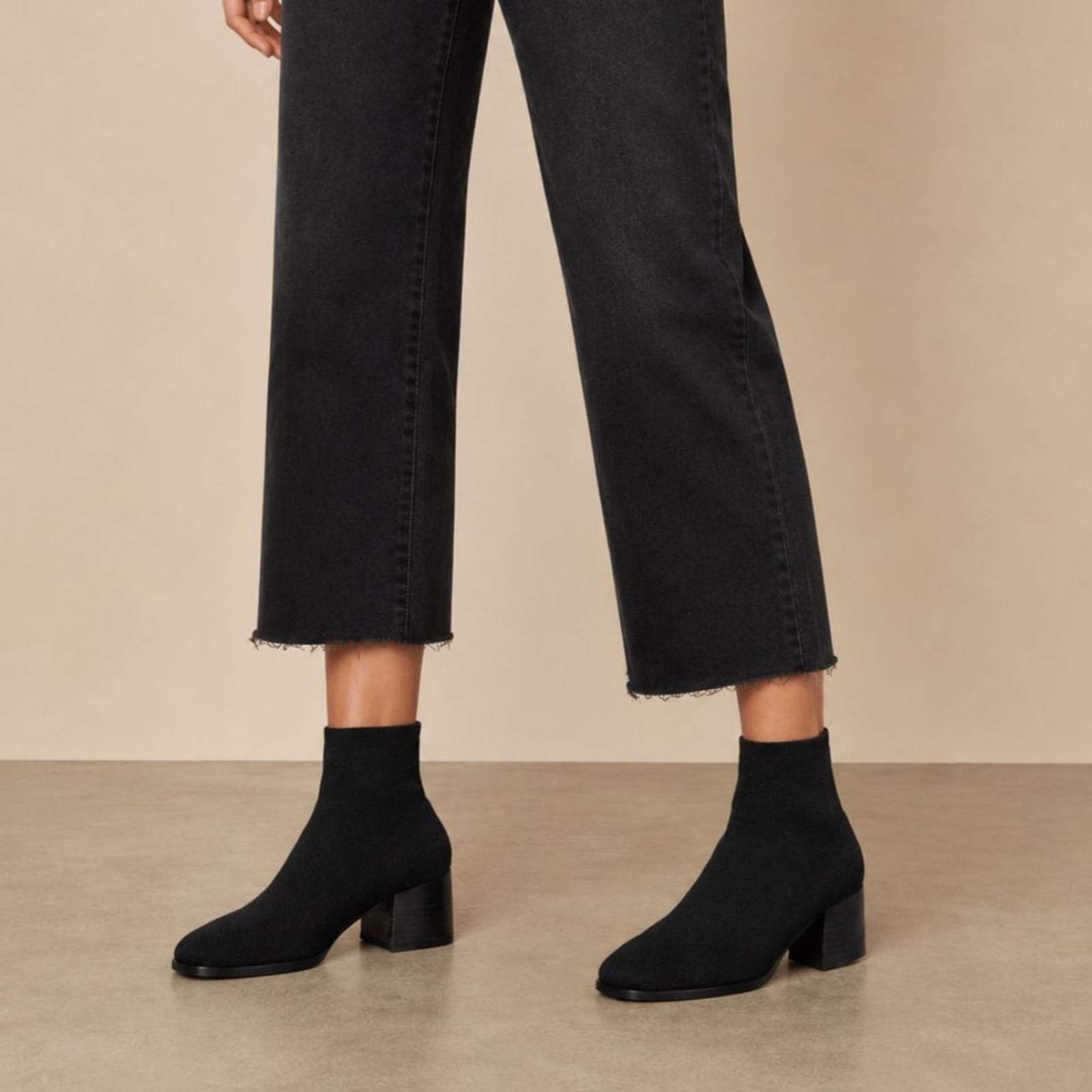 Eileen Fisher Paron Crepe Stretch Knit Ankle Sock Boots Block Heel Eco Recycled