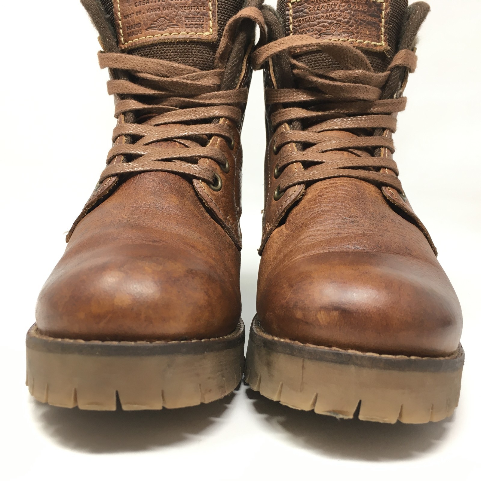 Bullboxer Carmen Combat Boots Booties Shoes Womens Size 8 Brown Leather Lace Up
