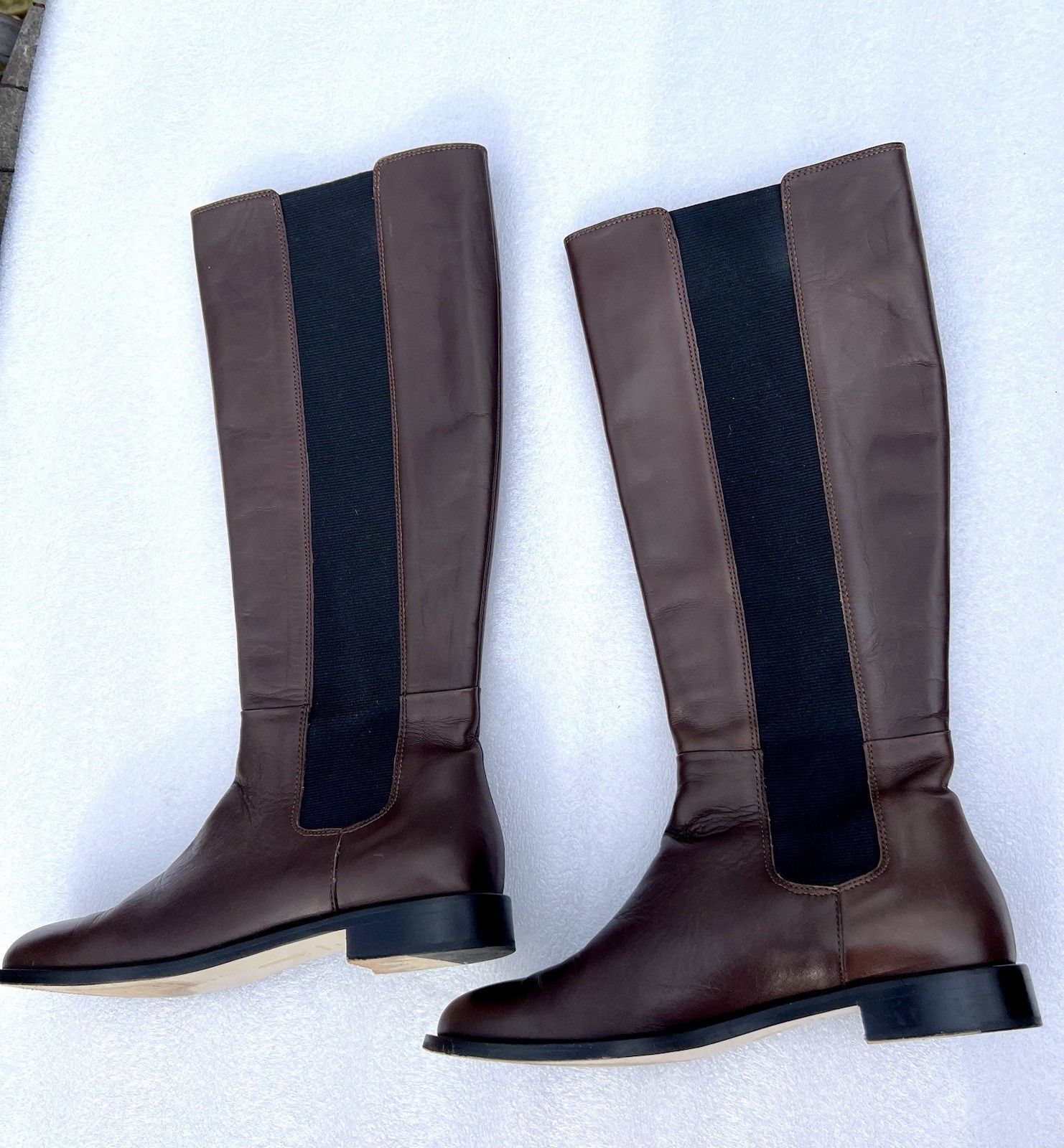 Hobbs Made Italy Women’s Size 37 Brown Leather Elasticated Panels Riding Boots